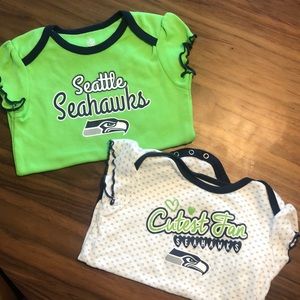 Seattle Seahawks Ruffle Sleeve Onesies, 18M